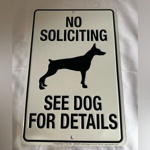 No Soliciting - See Dog For Details,  Funny Metal Sign Yard Fence Home Decor